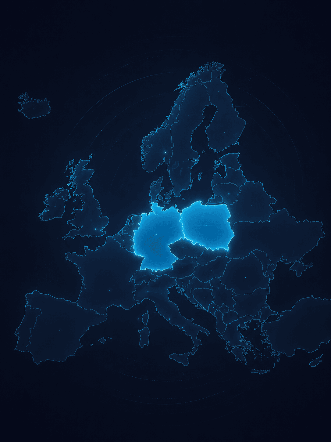Mapa Europy z rynkami DATZZY